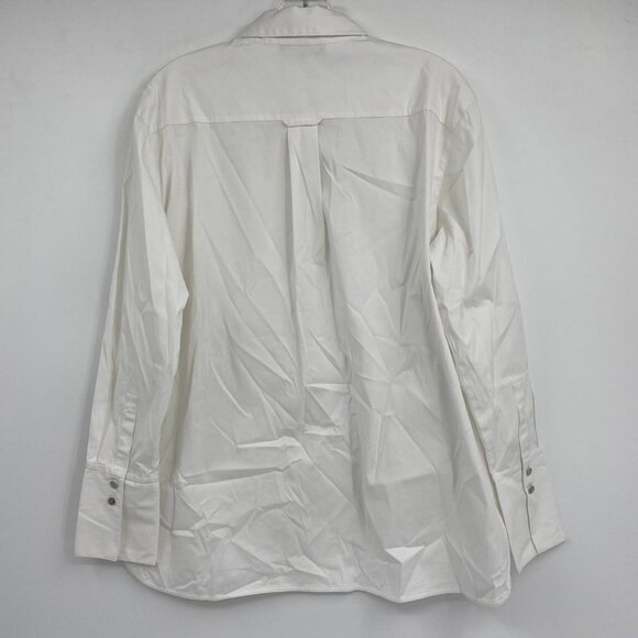 Lafayette 148 White Silver Classic Button-Up Blouse | Size S - Picture 7 of 8